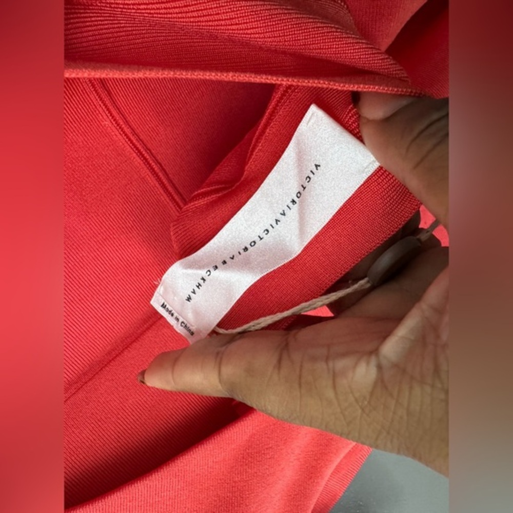 NWT VICTORIA BECKHAM A-Line Coral Dress size 12 - Picture 8 of 11